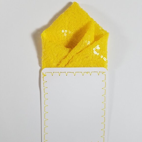 Men's Sequin Pre-Folded Pocket Square Insert - Bright Yellow - Picture 3 of 5